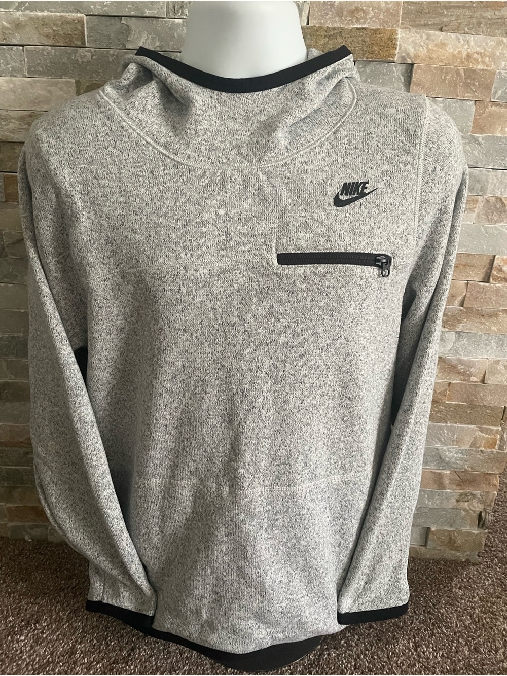 Nike women’s Heather Gray Crewneck Pullover with Black Trim